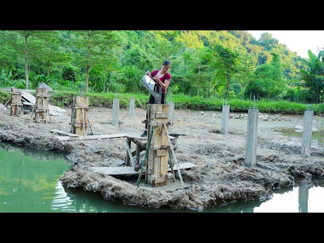 Leaving the Wild - Building a Floating House with My Sister / Building a Concrete Foundation, P.13