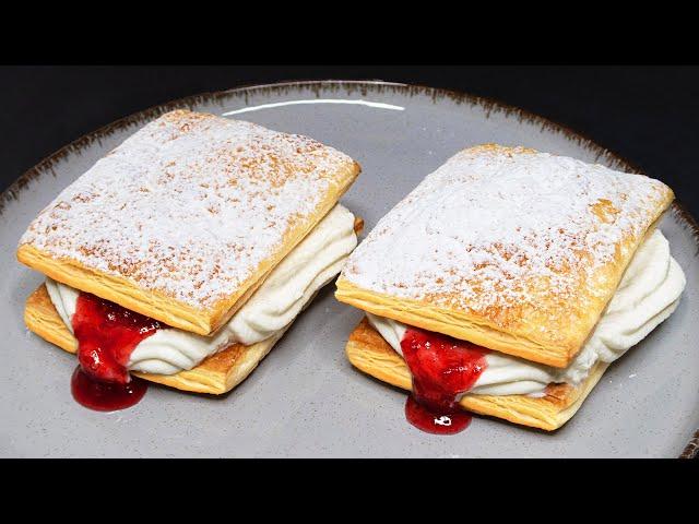 Mmm...They will disappear in 1 minute! Perfect dessert of puff pastry and pastry cream!