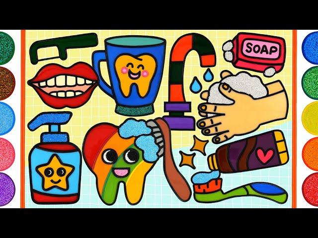 Hygiene Habits-Brush your teeth, Jelly Painting & Coloring for Kids, Toddlers, Dental Care Set