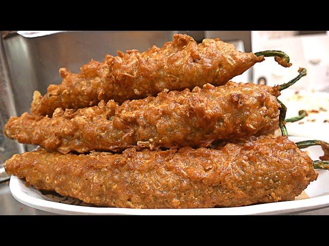 대왕고추튀김 Crazy Size! Double Fried Giant Pepper Fries (Gochu Twigim) - Korean street food