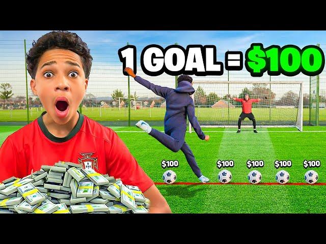 I Surprised Kid Ronaldo, 1 Goal = $100 (Football)