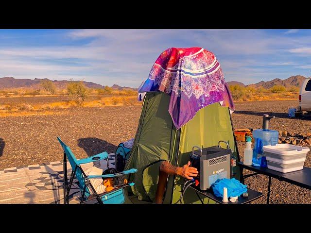 Van Life in Quartzsite | Shower Day & Updating My Long Drive Equipment