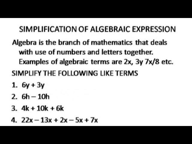 JSS1 ALGEBRA