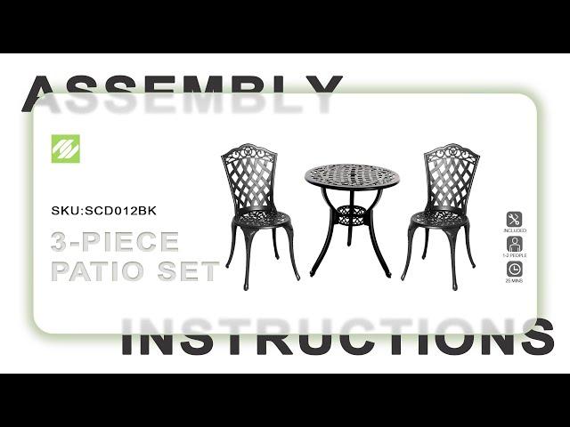 Nuu Garden® Outdoor 3-Piece Cast Aluminum Patio Set | ASSEMBLY INSTRUCTIONS