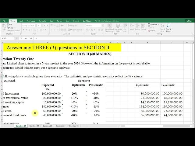 BUSINESS DATA ANALYSIS(KASNEB)- APRIL 2023 Q21 PART 1 SCENARIO ANALYSIS