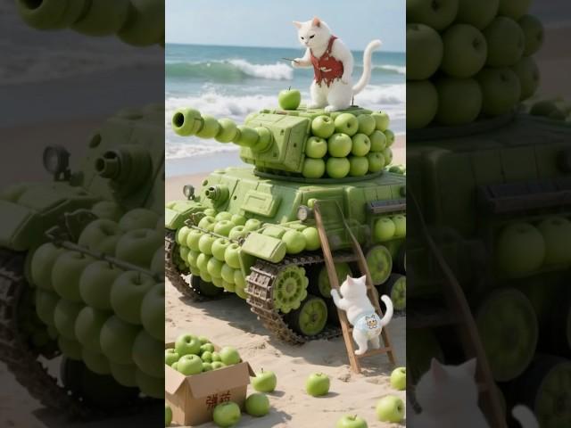  The dog on the banana plane destroyed the apple tank built by the poor cat and his kittens
