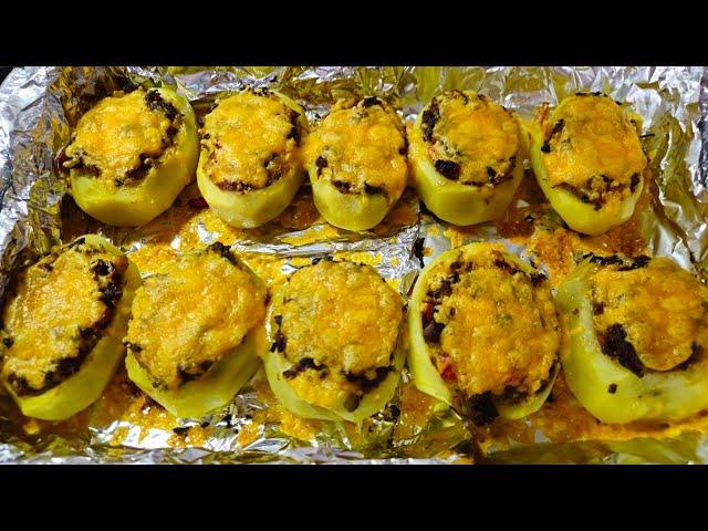 طرز تهیه سیب‌زمینی شکم پر, Zubereitung vom gefüllten Kartoffeln , Preparation of stuffed potatoes