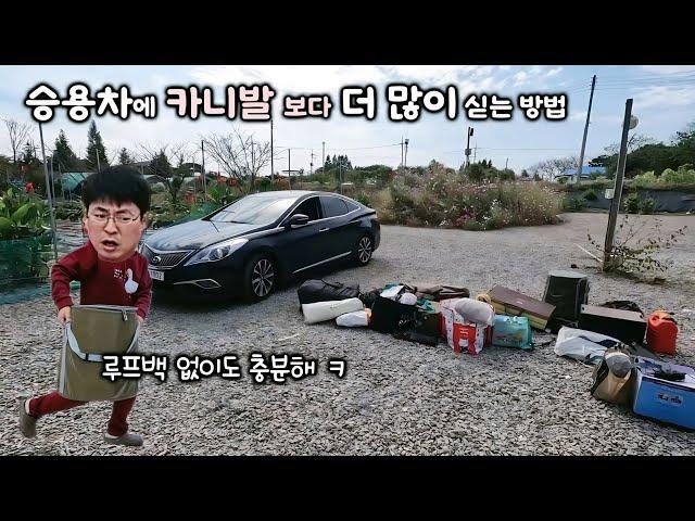 승용차 캠핑, 그랜저 캠핑, 루프백 없이 캠핑짐 많이 싣는 꿀팁