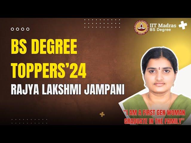 Rajyalakshmi's Journey from a Small Town to MNC & IITM BS Degree | Toppers 2024