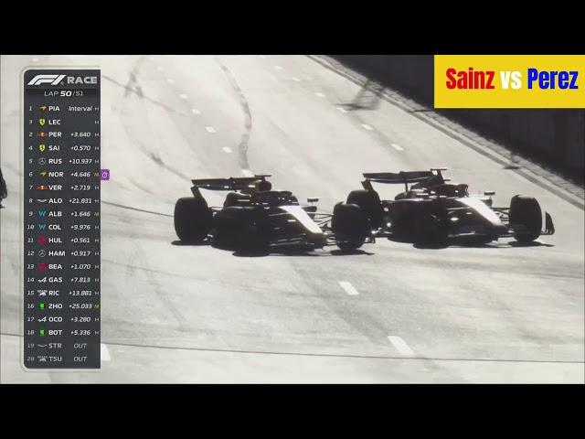 Carlos Sainz Vs Sergio Perez Crash in Baku 2024.