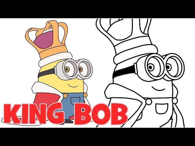 How to draw Minions King Bob from Despicable Me 2 step by step easy drawing for kids