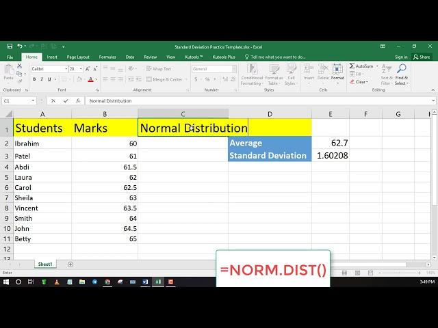 How to calculate standard deviation in Excel