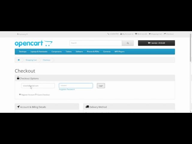 opencarttools - OpenCart exrebsion - SUPPERFAST ONE PAGE QUICK CHECKOUT - Login checkout