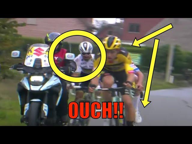 Tour Of Flanders 2020 Julian Alaphilippe MOTO CRASH DEMO MODE!