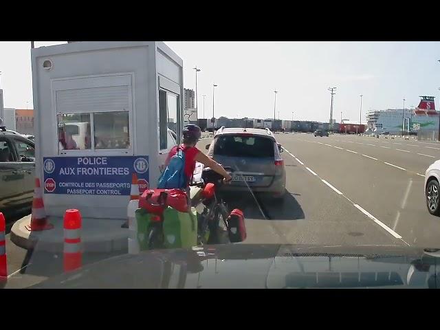 Boarding the ferry from Cherbourg to Poole with an 8ft wide Caravan ending our 2 weeks in France/23