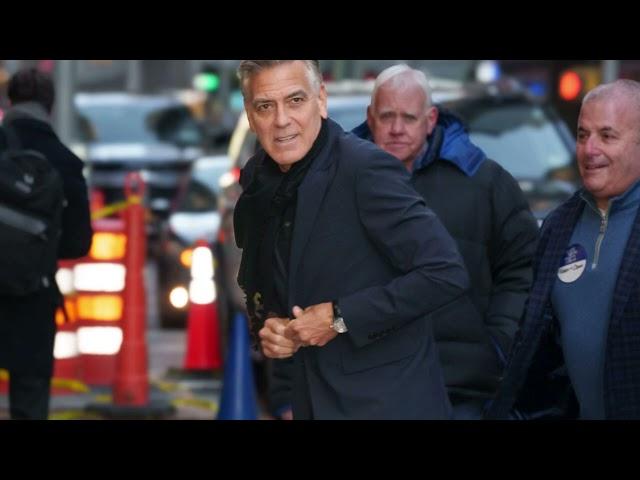 George Clooney trades his silver fox hair for new color while out to lunch with wife Amal