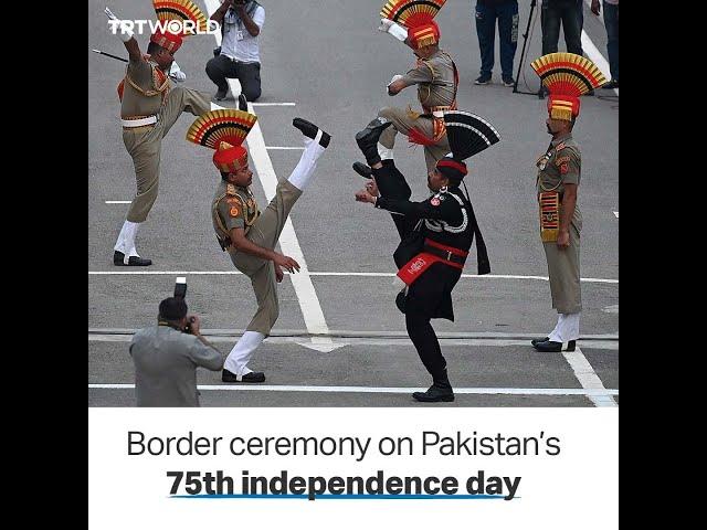 Guards at Pakistan-India border perform ceremony on independence anniversary