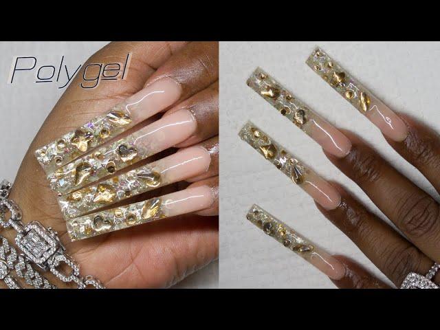 Come Do Nails With Me|DIY How To Do Easy Polygel Nails With Bling