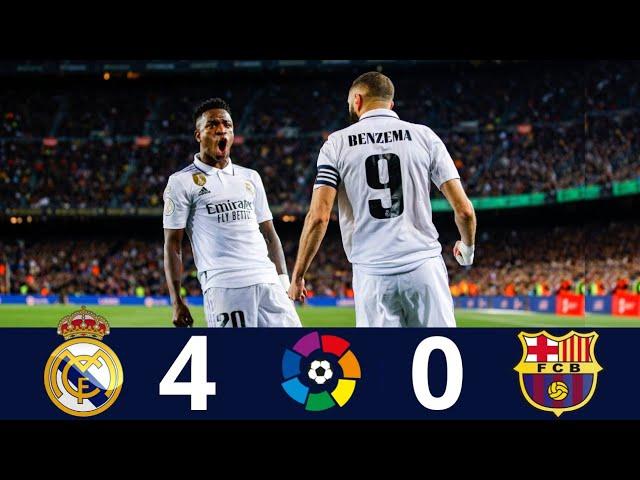 Real Madrid 4 x 0 Barcelona ■ ( Benzema's Hat-Trick ) | Extended Highlight & Goals | 2023