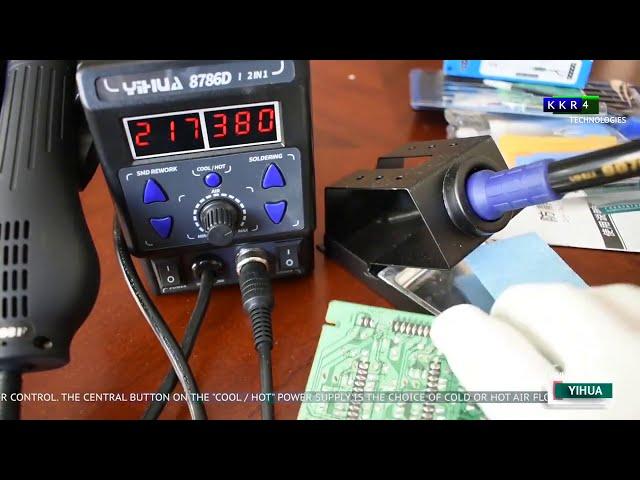 YIHUA 8786D Digital Soldering iron Hot Air Solder Rework Station Electronic Repair BGA Hot Gun Solde