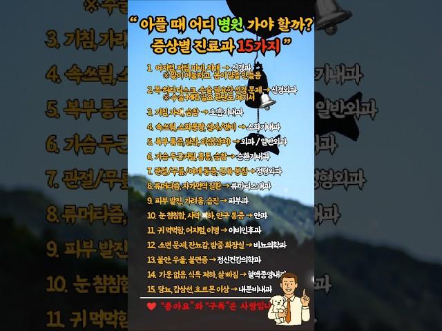 아플 때 어디 병원 가야 할까? 증상별 진료과 15 가지.