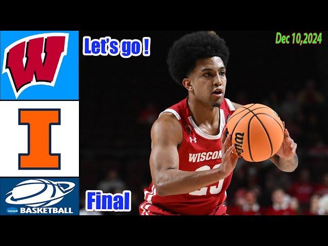 Wisconsin vs Illinois [ FINAL GAME ] Dec 10,2024 | College men's basketball 2024 | NCAA Highlights