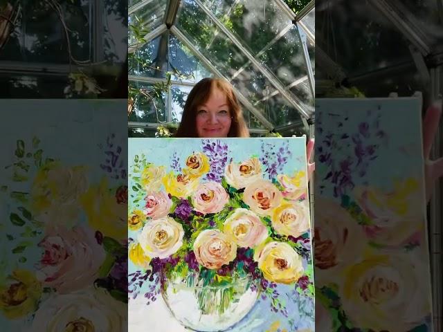 “Summer Rose Bouquet”24x24x1.5 inch Acrylic on stretched canvas