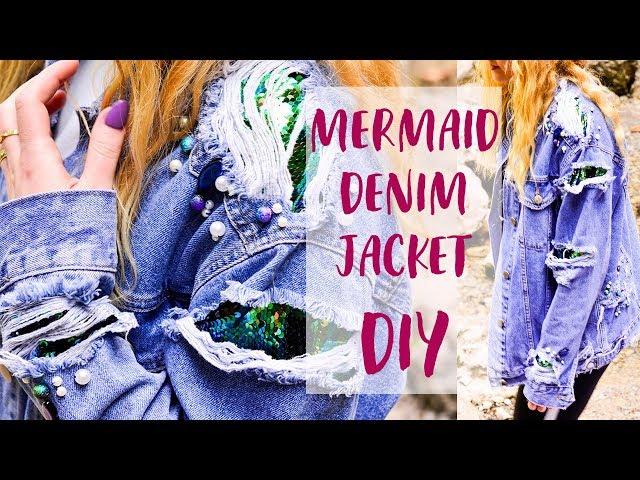 Mermaid Style Denim JACKET DIY | Beaded | Jeans  | How to DIY Denim