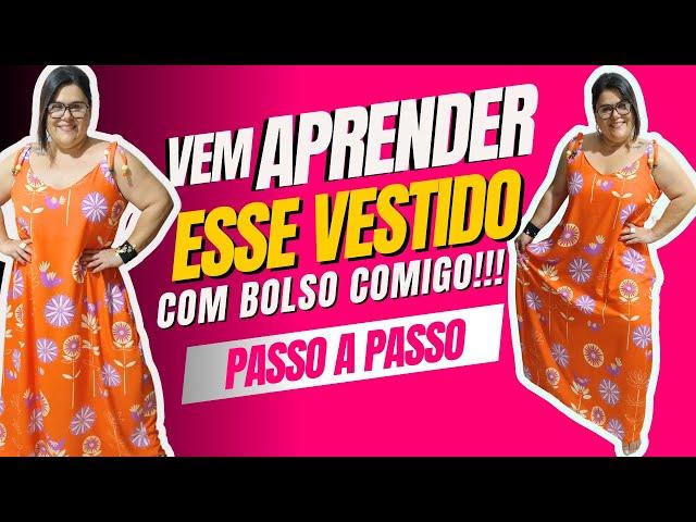 COMO FAZER UM VESTIDO DE ALÇA COM BOLSO - COSTURA PARA INICIANTES #verão #costura