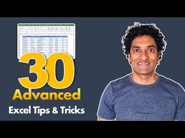 Top 30 *Advanced* Excel Tips to make you awesome 