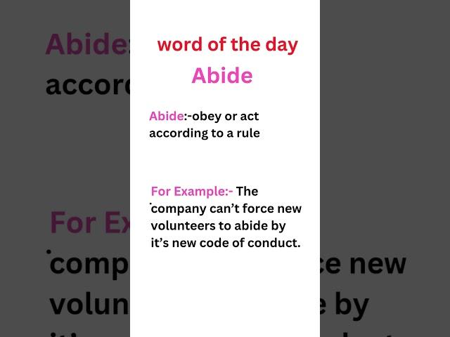 Abide a good english word for daily use #english #vocabulary