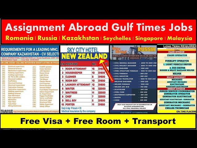 Assignment Abroad Times Jobs In Kazakhstan, Seychelles, Singapore, Turkey, Romania, Russia, Dubai.