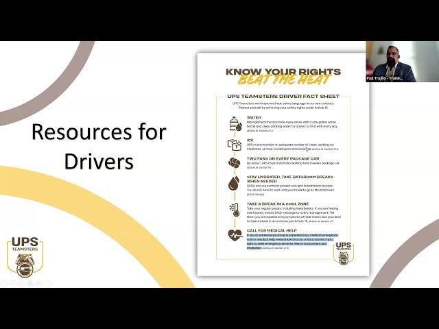 Beat the Heat, Enforce the Contract: UPS Teamsters Webinar on Heat Safety, Harassment, and More