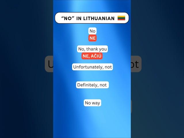 5 ways to say NO in Lithuanian