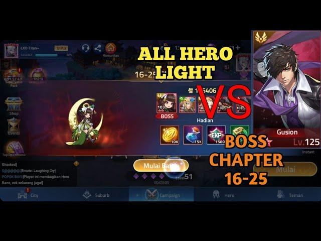 BOSS CHAPTER 16-25 FIGHT VS ALL HERO LIGHT | MLA INDONESIA