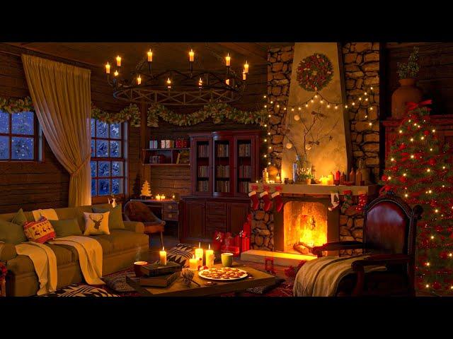 Instrumental Christmas Music with Cracking Fireplace - Cozy Christmas Ambience