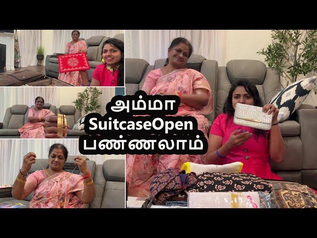 அம்மா கொண்டு வந்த SuitCase from Tamil Nadu to America~ Unboxing MOM Indian suitcase~ Family Traveler