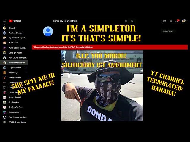 SilenceBoy 1st Amendment YouTube Channel Terminated: HAHAHA!