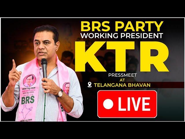 Live : BRS Working President KTR addressing the media at Telangana Bhavan.