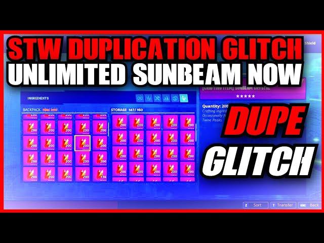 *NEW* STW CHAPTER 3 DUPE GLITCH! FORTNITE DUPLICATION GLITCH! DUPLICATE UNLIMITED SUNBEAM NOW!