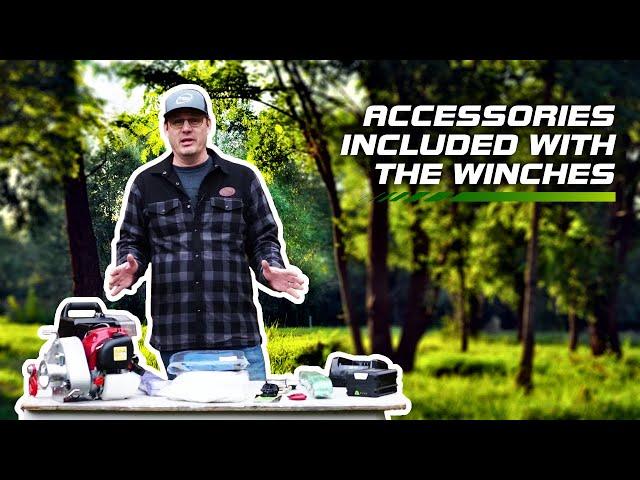 Discover the accessories included with Portable Winch and their uses.