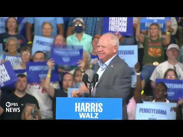 WATCH: Walz speaks at campaign rally in Bethlehem, Pennsylvania