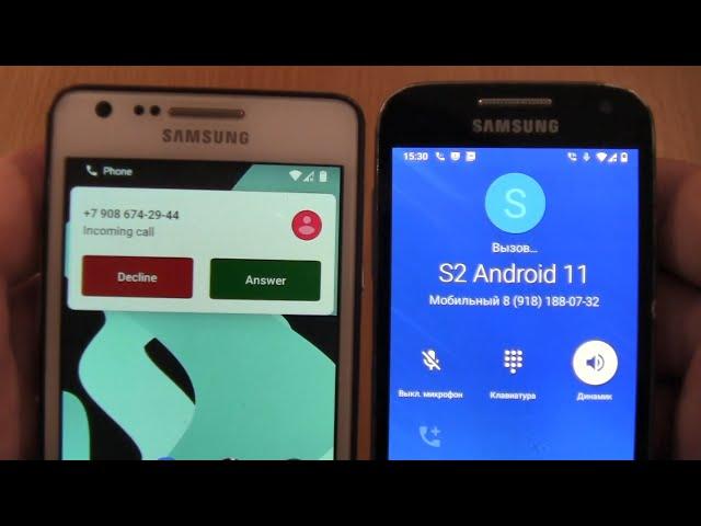 Samsung Galaxy S4 mini & S2 with ANDROID 11  Incoming call + Outgoing call at the Same Time in 2022