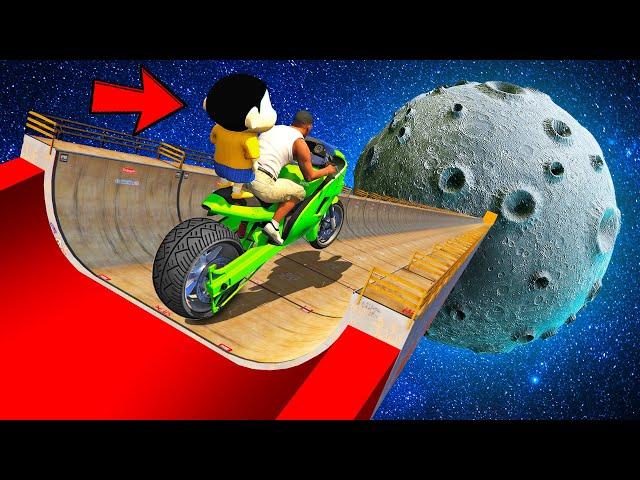 SHINCHAN AND FRANKLIN JUMPED FROM SPACE TO MOON THROUGH MEGA RAMP IN GTA 5