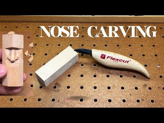 Nose Wood Carving Whittling with Flexcut Knifes on Basswood.