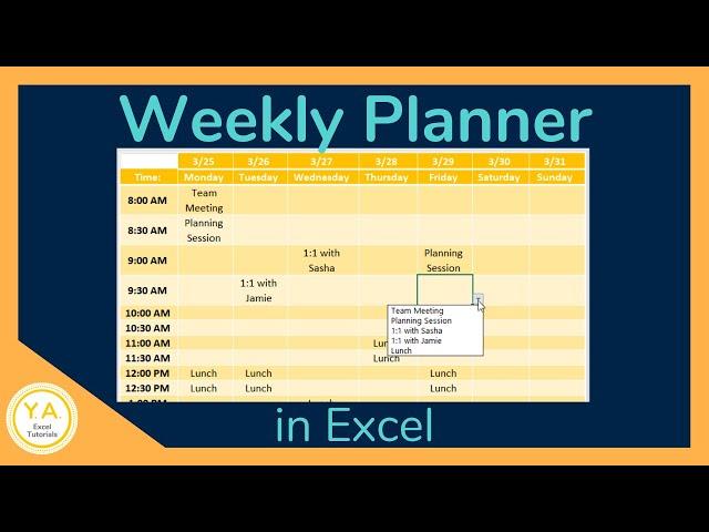 How to Make a Weekly Schedule in Excel - Tutorial