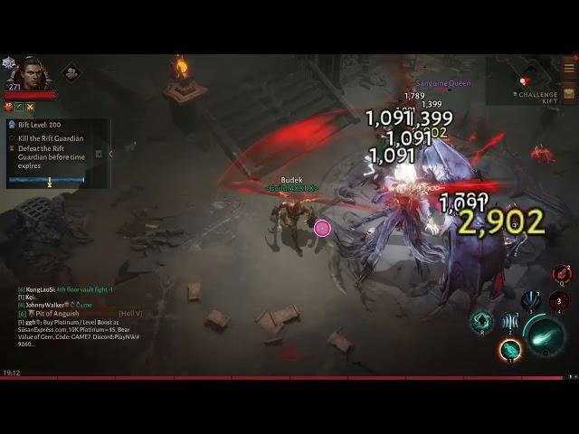 Diablo Immortal - SEA and Blood Raven First CR 200 Clear. Necromancer P271.