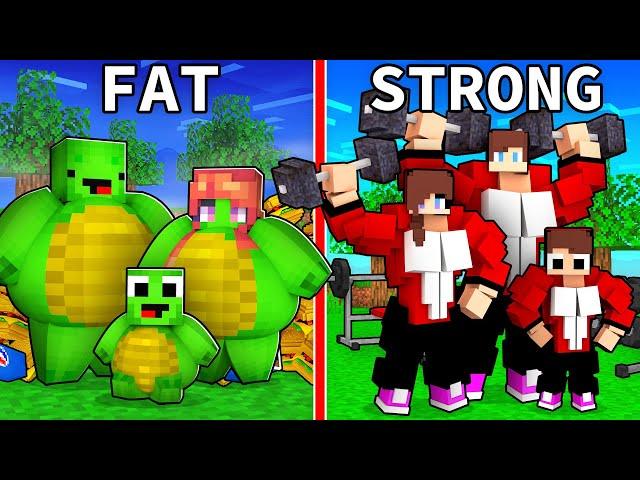 FAT Mikey's Family vs STRONG JJ's Family Battle - Minecraft Animation / Maizen