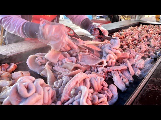 Korean Street Food - Unlimited Grilled Pork intestines Market food Best 5