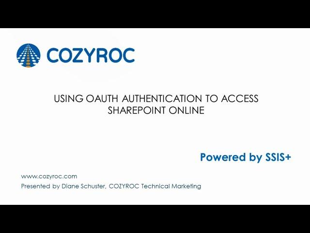 How to use MS Graph configuration to access SharePoint online. COZYROC SSIS suite